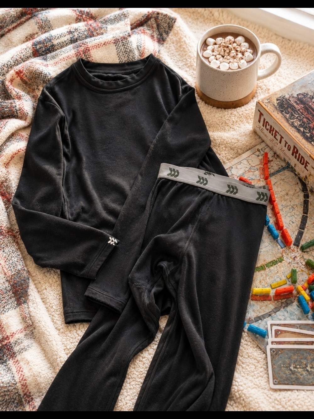 all in motion Black Performance Athletic Base Layers, Thermal Top And Bottom Set